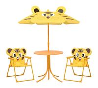 KTHLBRH Ensemble bistro de jardin 3 pièces pour enfants avec parasol jaune - Ensemble de meubles de jardin pour repas confortables en plein air