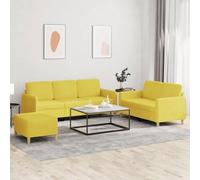 KTHLBRH Ensemble Canapé 3 Places avec Pouf, Tissu Durable Respirant et Structure Robuste en Contreplaqué Métal, Siège Confortable Accueil Dos Bien Rembourrés, Design Moderne