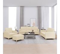 KTHLBRH Ensemble Canapé 3 Places avec Pouf, Tissu Durable Respirant et Structure Robuste en Contreplaqué Métal, Siège Confortable Accueil Dos Bien Rembourrés, Design Moderne