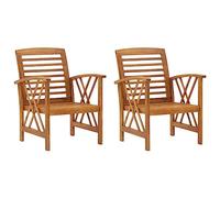 KTHLBRH Ensemble de 2 Chaises de Jardin en Bois d'Acacia Massif avec Finition à l'huile, Design Ergonomique et Dossier Courbé pour Confort Extérieur, Stable et Durable pour Patio,