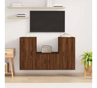 KTHLBRH Ensemble de 3 meubles TV marron aspect chêne - Buffet suspendu - Table basse - Commode