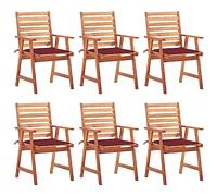 KTHLBRH Ensemble de 4 Chaises de Jardin en Bois d'Acacia Massif avec Coussins Imperméables pour Terrasse, Patio ou Extérieur - Confortable et Durable avec Design à Lattes Rustique