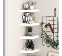 KTHLBRH Ensemble de 4 Étagères d'angle Élégantes en MDF Alvéolaire et Métal pour Livres, Décorations et Objets de Collection avec Système de Montage Invisible