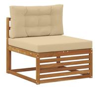 KTHLBRH Ensemble de canapés 6 pièces en bois d'acacia massif naturel beige | Modulaire pour terrasse, jardin, coussins inclus, résistant aux agents atmosphériques
