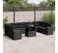 KTHLBRH Ensemble de canapés de jardin 11 pièces avec coussins en polyrotin | Table réglable en hauteur, revêtement lavable, design modulaire, résistant aux agents atmosphériques