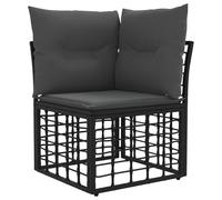 KTHLBRH Ensemble de canapés d'extérieur 6 pièces noir gris polyester | Polyrotin résistant, accoudoirs inclus, 70,5 x 62 x 70 cm, finition vernie par poudre