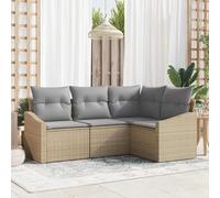 KTHLBRH Ensemble de canapés en polyrotin beige, 4 pièces | Design moderne, lignes élégantes, convient pour le jardin, les lieux confortables pour les réunions