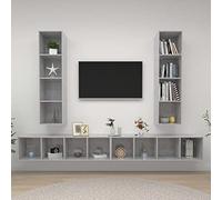KTHLBRH Ensemble de Meuble TV Mural avec Grand Espace de Rangement, Organisation Modulable Verticale ou Horizontale, 4 Compartiments par Armoire HiFi pour Un Rangement