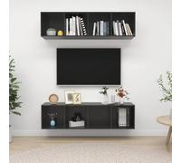 KTHLBRH Ensemble de Meuble TV Mural avec Grand Espace de Rangement, Organisation Modulable Verticale ou Horizontale, 4 Compartiments par Armoire HiFi pour Un Rangement