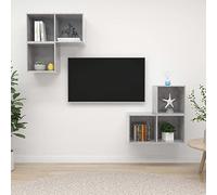 KTHLBRH Ensemble de Meuble TV Suspendu avec Grand Espace de Rangement pour Organiser Vos Articles | Armoire HiFi Fixée au Mur pour Une Organisation Pratique