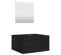 KTHLBRH Ensemble de meubles de salle de bain 2 pièces noir en bois | Armoire 40 x 34 x 20 cm, miroir 30 x 30 cm, montage mural, vidage inclus