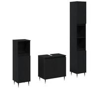 KTHLBRH Ensemble de meubles de salle de bain 3 pièces chêne noir 30 x 30 x | Bois d'ingénierie, métal, usage intérieur, assemblage requis, 5 portes, poids maximum 180 kg