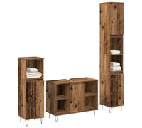 KTHLBRH Ensemble de meubles de salle de bain 3 pièces en bois vieilli 30 x | Meuble lavabo, meuble haut, meuble de salle de bain, bois ingénierie, étagères, portes encastrées, rétro fini