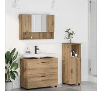 KTHLBRH Ensemble de meubles de salle de bain en bois avec armoire lavabo et miroir, rangement minimaliste pour petites salles de bains, design contemporain et résistant aux taches