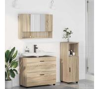 KTHLBRH Ensemble de meubles de salle de bain en bois avec armoire pour lavabo et miroir, rangement minimaliste pour petits espaces, design contemporain et résistant