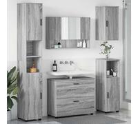 KTHLBRH Ensemble de meubles de salle de bain moderne avec armoire pour lavabo, miroir et trois armoires de rangement - Finition mate, texture douce et design fonctionnel pour petits espaces