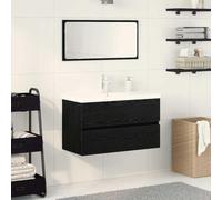 KTHLBRH Ensemble de meubles de salle de bain moderne avec miroir mural, lavabo et armoire spacieuse, structure en bois et accents en métal pour petits espaces fonctionnels