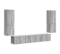 KTHLBRH Ensemble de meubles TV 4 pièces gris Sonoma bois ingénierie mural | Meuble mural, rangement multimédia, design contemporain, petit salon, lignes épurées, gris sonoma