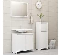 KTHLBRH Ensemble Meuble Salle de Bain avec Armoire Moyenne, Meuble Lavabo et Miroir - Rangement Supplémentaire en Bois Ingénierie Durable pour Articles Toilette et Cosmétiques