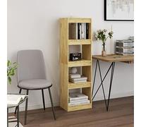 KTHLBRH Étagère Bibliothèque Séparateur de Pièce en Bois Massif Pin avec 4 Compartiments Spacieux pour Livres, DVD et Décoration - Design Classique et Durable