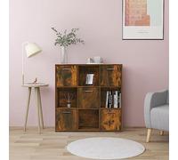 KTHLBRH Étagère en bois moderne avec 9 compartiments et portes - Bibliothèque de rangement multifonction pour livres, magazines et décoration de maison