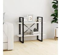 KTHLBRH Étagère Industrielle en Pin Massif avec 2 Tablettes - Bibliothèque de Rangement Robuste pour Livres et Décoration Intérieure, Facile à Nettoyer