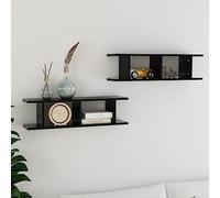 KTHLBRH Étagère murale décoration murale étagère universelle étagère décorative murale 2 pièces noir 75 x 18 x 20 cm matériau en bois adapté pour salon, chambre à coucher, bureau