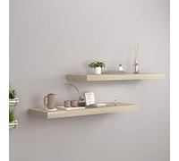 KTHLBRH Étagère murale décorative murale étagère décorative universelle étagère suspendue 2 pièces imitation chêne 80 x 23,5 x 3,8 cm MDF convient pour salon, chambre à coucher, bureau