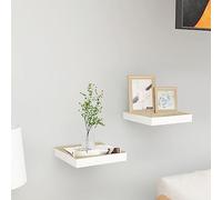 KTHLBRH Étagère murale décorative murale étagère murale universelle décorative étagère suspendue 2 pièces imitation chêne et blanc, 23 x 23,5 x 3,8 cm, panneaux MDF, convient pour salon, chambre à