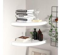 KTHLBRH Étagère murale décorative murale étagère murale universelle étagère décorative d'angle tissée 2 pièces blanc 35 x 35 x 3,8 cm MDF convient pour salon, chambre à coucher, bureau