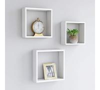 KTHLBRH Étagère murale décorative murale étagère murale universelle étagère décorative en forme de cube 3 pièces blanc MDF convient pour salon, chambre à coucher, bureau