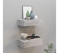 KTHLBRH Étagère murale décorative murale étagère murale universelle étagère murale décorative pour tiroirs 2 pièces gris béton 40 x 23,5 x 10 cm MDF convient pour salon, chambre à coucher, bureau
