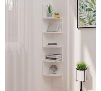 KTHLBRH Étagère murale décorative murale universelle décorative murale étagère d'angle blanche 19 x 19 x 123 cm en bois convient pour salon, chambre à coucher, bureau