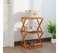 KTHLBRH Étagère Pliable en Bois d'Acacia Massif à 3 Niveaux, Rangement Polyvalent pour Salon, Cuisine, Salle de Bain, Support Plantes ou Chaussures, Design Pliable et Durable