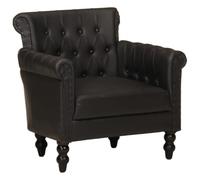 KTHLBRH Fauteuil en cuir véritable de chèvre noir Fauteuil vintage en cuir de chèvre pour salon avec pieds en manche solide