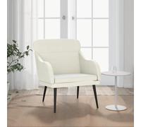 KTHLBRH Fauteuil en velours couleur crème Fauteuil en velours avec tabouret et structure métallique dossier incliné 63 x 76 x 80 cm