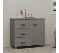 KTHLBRH HAMAR Buffet en bois massif de pin gris clair avec porte et tiroirs pour organisation et décoration 90 x 40 x 80 cm