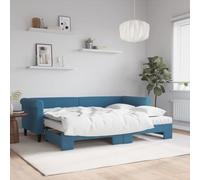 KTHLBRH Lit de jour extensible avec matelas, bleu, 80 x 200 cm, velours, cadre de lit d'hôtel, cadre de lit pour salon, chambre à coucher, convient pour chambre à coucher