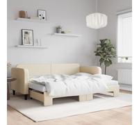 KTHLBRH Lit de jour extensible avec matelas Crème 80 x 200 cm Tissu Structure de lit d'hôtel Cadre de lit pour chambre à coucher Cadre de lit pour salon Convient pour chambre à coucher