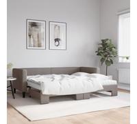 KTHLBRH Lit de jour extensible avec matelas Taupe 80 x 200 cm Tissu Structure de lit d'hôtel Cadre de lit pour chambre à coucher Cadre de lit pour salon Convient pour chambre à coucher