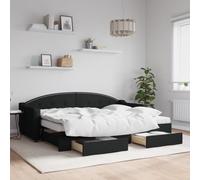 KTHLBRH Lit de jour extensible avec tiroirs, noir, 80 x 200 cm, tissu, cadre de lit d'hôtel, cadre de lit pour chambre à coucher, salon, convient pour chambre à coucher