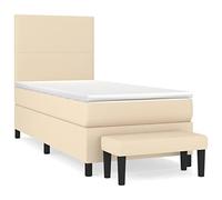 KTHLBRH Lit familial, lit d'hôtel, lit d'appoint, lit à sommier tapissier avec matelas, crème, 80 x 200 cm, tissu pour chambre à coucher, chambre d'amis