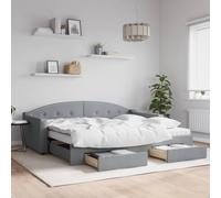 KTHLBRH Lit gigogne avec tiroirs, gris clair 90 x 200 cm, tissu Cornice da letto per soggiorno Struttura del letto dell'hotel Telaio per Camera da letto Adatto per Camera da letto
