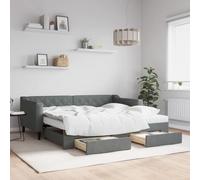 KTHLBRH Lit gigogne avec tiroirs, gris foncé, 90 x 190 cm, tissu Telaio per Camera da letto Cornice da letto per soggiorno Struttura del letto dell'hotel Adatto per Camera da letto