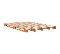 KTHLBRH Lit palette marron ciré 140 x 200 cm en bois massif de pin | Cadre à lattes inclus, structure stable, style rustique moderne, assemblage facile