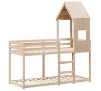 KTHLBRH Lit superposé en bois de pin 90 x 190 cm | Avec toit et porte latérale, design sûr, pour des espaces limités, sans matelas