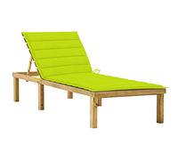 KTHLBRH 【Livraison flash】 Chaise longue d'extérieur - Chaise longue de terrasse - Convient pour le jardin, la plage, la piscine - Avec coussin vert clair - Bois de pin traité