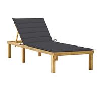 KTHLBRH 【Livraison flash】 Chaise longue d'extérieur, chaise longue de terrasse, convient pour le jardin, la plage, la piscine, avec coussin anthracite en pin traité