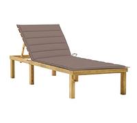 KTHLBRH 【Livraison flash】 Chaise longue d'extérieur - Chaise longue de terrasse - Convient pour le jardin, la plage, la piscine - Avec coussin taupe - Pin traité