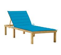 KTHLBRH 【Livraison flash】 Chaise longue d'extérieur - Chaise longue de terrasse - Convient pour le jardin, la plage, la piscine - Avec coussin bleu en pin traité